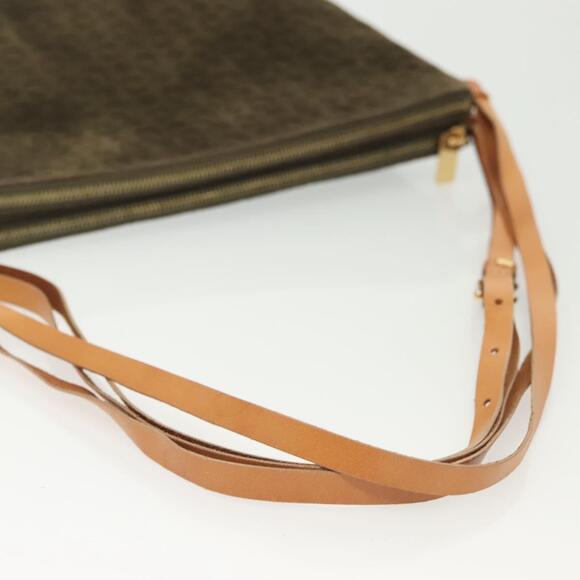 CELINE C Macadam Canvas Shoulder Bag Suede Brown Gold - Picture 7 of 13